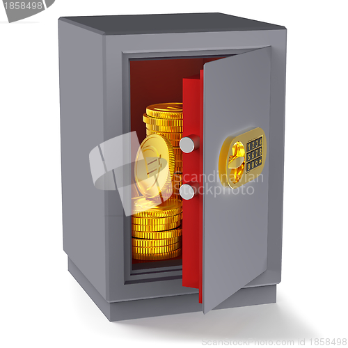 Image of coins euro money in the safe