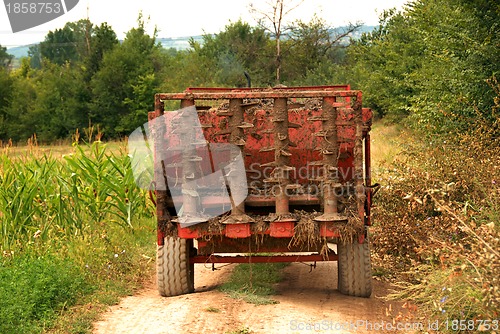 Image of Agricultural machine on rural road