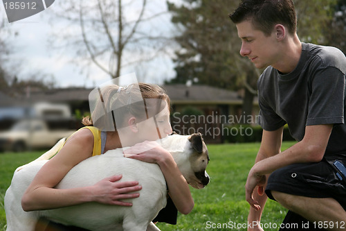 Image of Teens with a dog