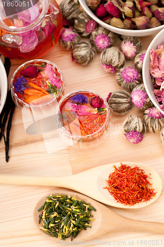 Image of Herbal natural floral tea infusion with dry flowers