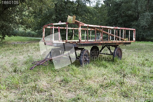 Image of old trailer on meadow
