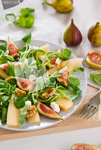 Image of Fig with Melon and Goat cheese salad