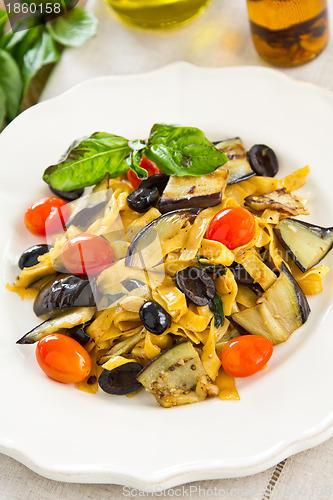 Image of Fettuccine with aubergine and dried chilli