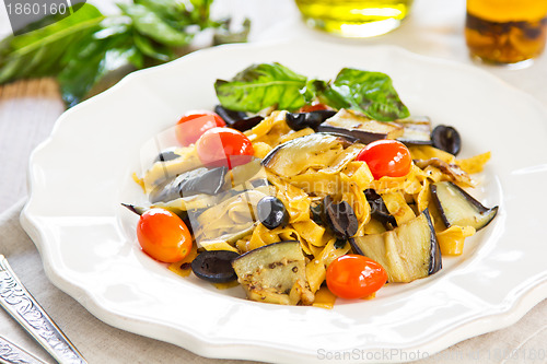 Image of Fettuccine with aubergine and dried chilli