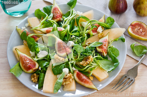 Image of Fig with Melon and Goat cheese salad