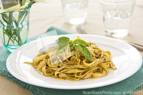 Image of Fettuccine in pesto sauce