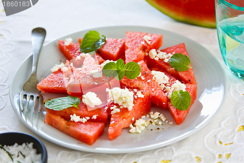 Image of Watermelon with Feta cheese salad