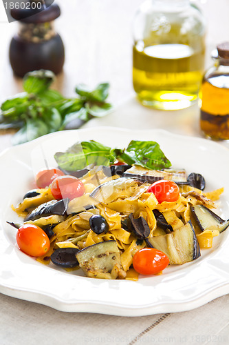 Image of Fettuccine with aubergine and dried chilli