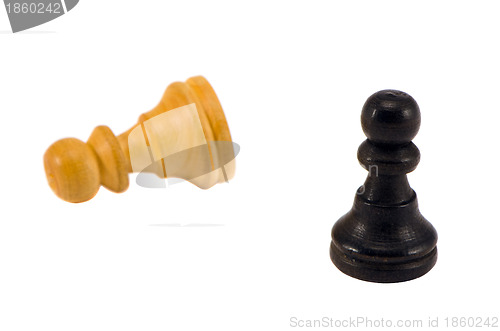 Image of White and black chess figures isolated on white 