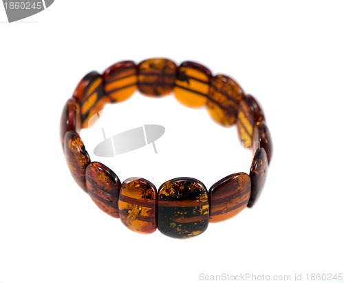 Image of Amber stone bracelet isolated on white 