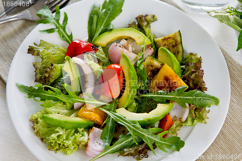 Image of Avocado with grilled vegetables salad