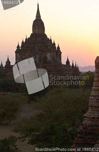 Image of Temple at sunset in Bagan,Burma