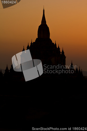 Image of Silhouette of Temple in Bagan,Burma