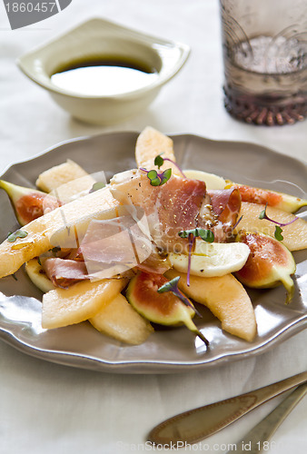 Image of Fig with Prosciutto,Melon and Mozzarella antipasti