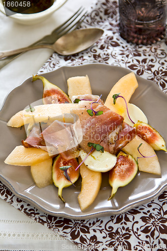 Image of Fig with Prosciutto,Melon and Mozzarella antipasti