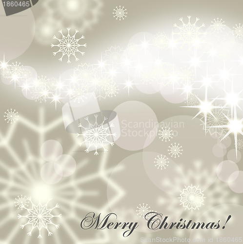 Image of Christmas background with white snowflakes and fireworks, EPS10 