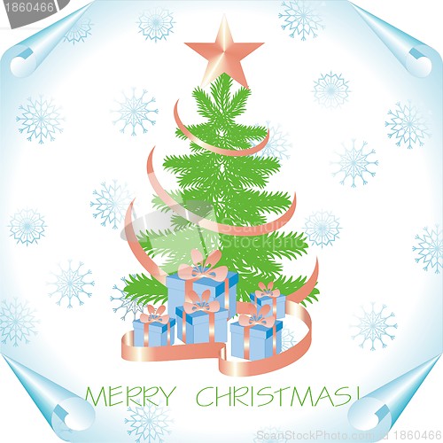 Image of christmas background with tree on a paper 