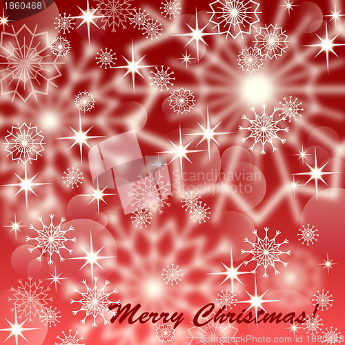Image of Red christmas background with white snowflakes and fireworks, EPS10 