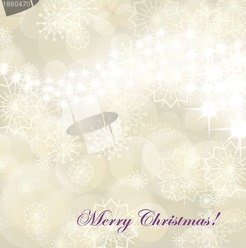 Image of Christmas background with white snowflakes and fireworks