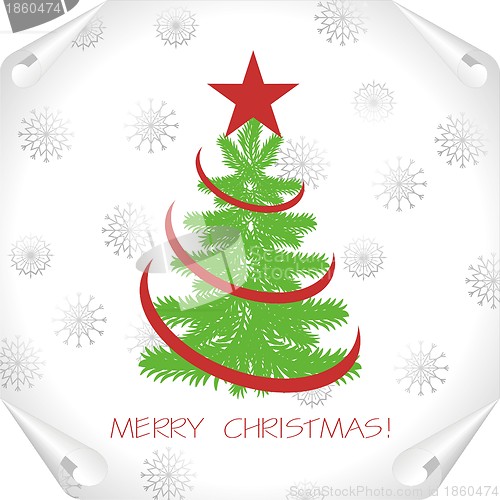 Image of christmas background with tree on a paper 