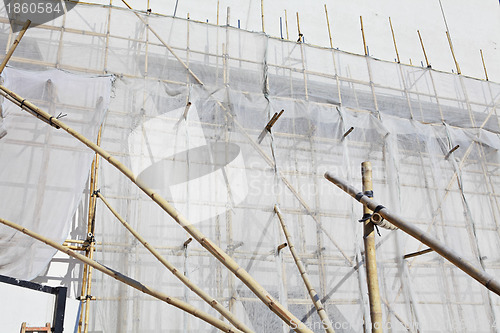 Image of bamboo scaffolding in construction site