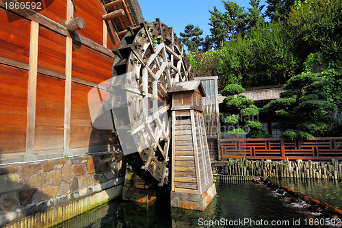 Image of wooden waterwheel