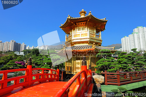 Image of gold pavilion in chinese garden