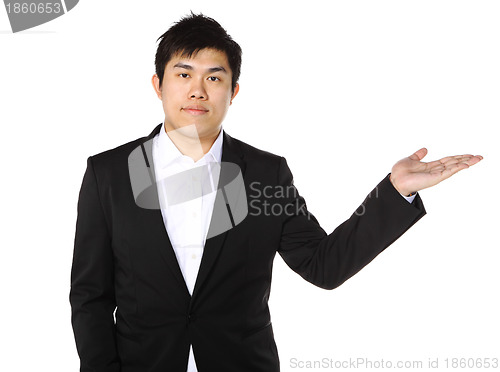 Image of business man presenting and showing
