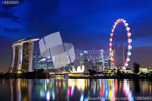 Image of Singapore city skyline at night