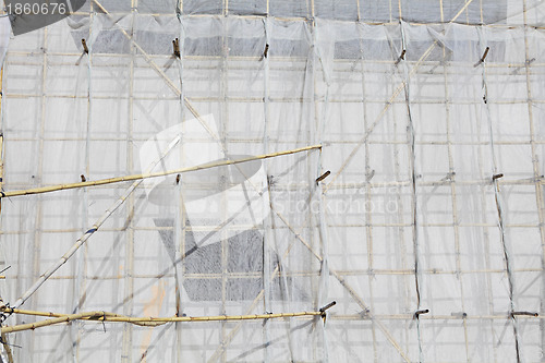 Image of bamboo scaffolding in construction site