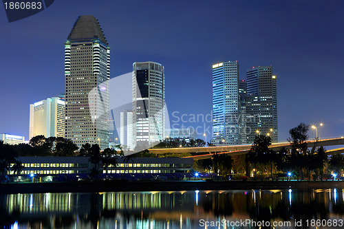 Image of Singapore city skyline at night