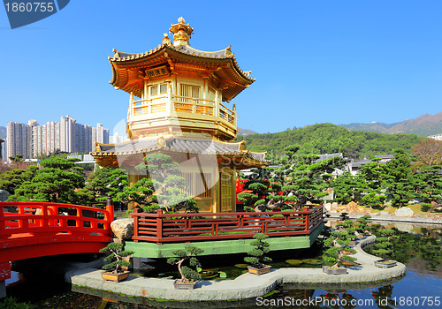 Image of gold pavilion in chinese garden