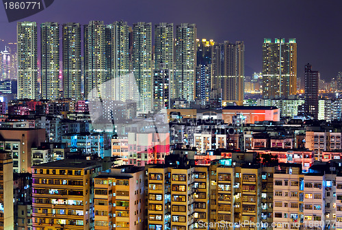 Image of Hong Kong crowded urban at night
