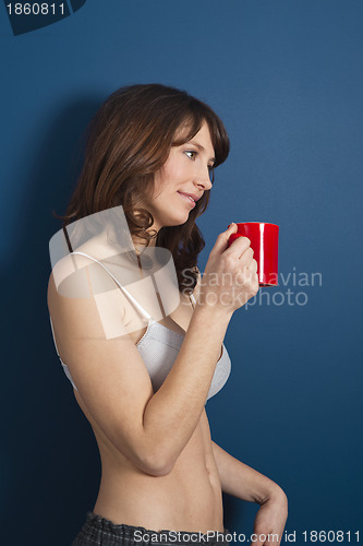 Image of Hot girl drinking a Hot Coffee