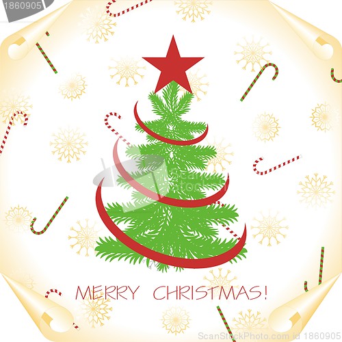 Image of christmas background with tree on a paper 