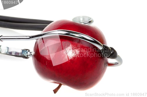 Image of Stethoscope and apple