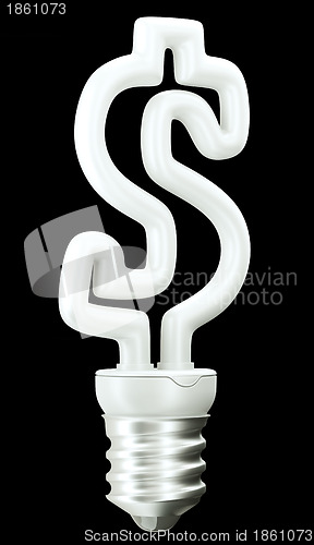 Image of Dollar ccurrency symbol light bulb isolated 