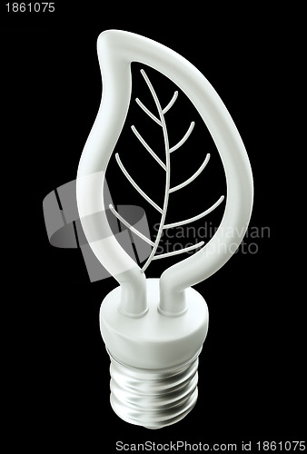 Image of Live energy: leaf light bulb isolated