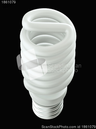 Image of Top Side view of Energy efficient light bulb isolated 