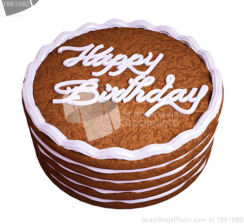 Image of Happy birthday: sandwiched chocolate cake isolated