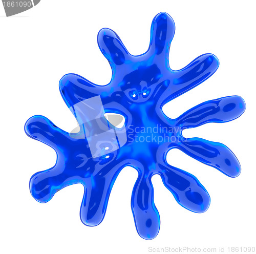 Image of Splashes of blue liquid or gel isolated