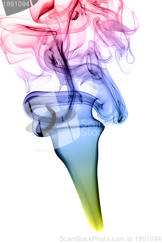 Image of Abstract colorful fume shape on white