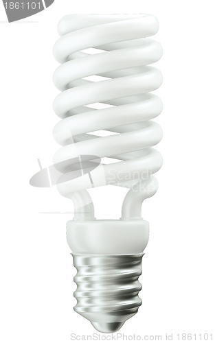 Image of Fluorescent Energy efficient light bulb on white