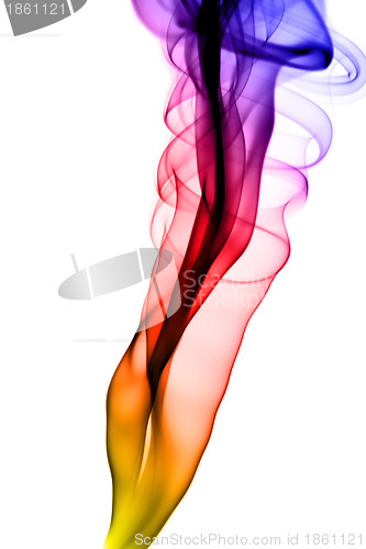 Image of Abstract colorful smoke pattern on white