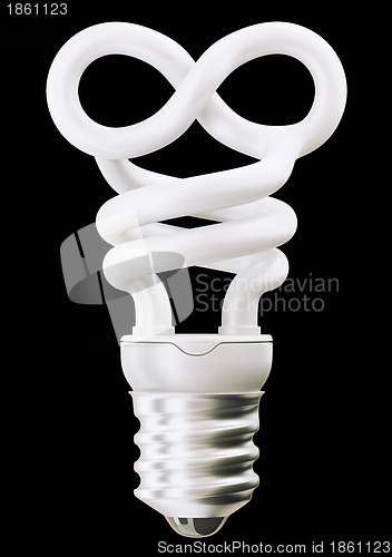 Image of infinity symbol light bulb isolated on black