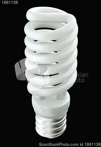 Image of Fluorescent Energy efficient light bulb isolated 