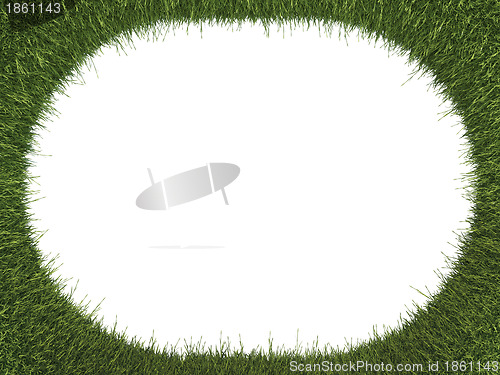 Image of Green fresh grass rounded frame: ecology and environment