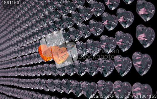 Image of Love for couple: two red heart diamonds among grey ones