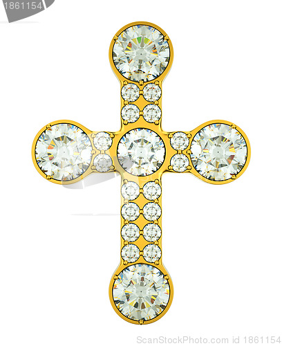 Image of Jewelery: golden cross with diamonds isolated 