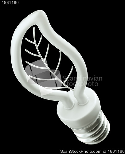 Image of Concept: Leaf light bulb isolated